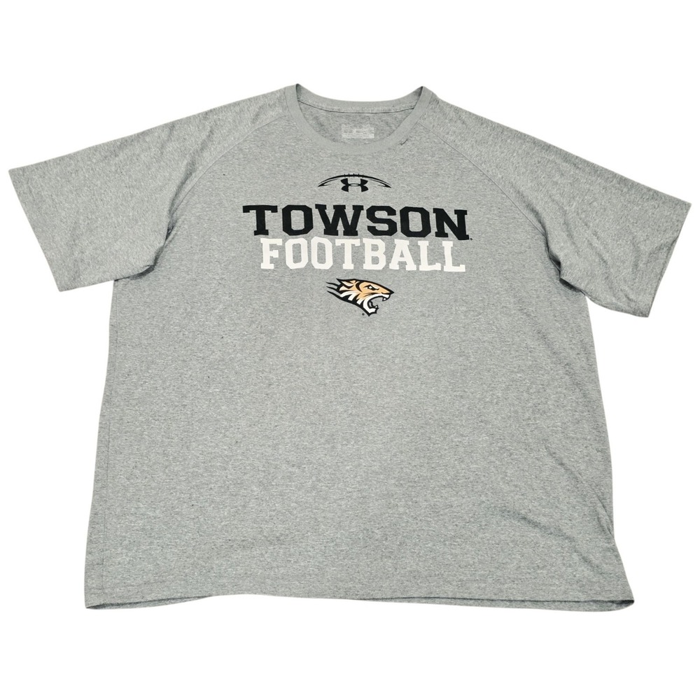 Under Armour Towson Tigers Football Shirt Gray NCAA Performance Athletic Tee XL